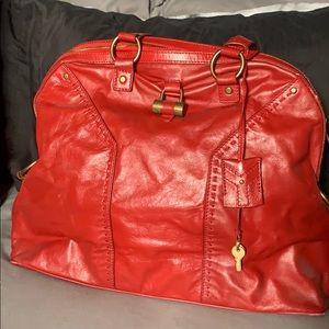 Saint Laurent Muse Paris Red Leather Satchel